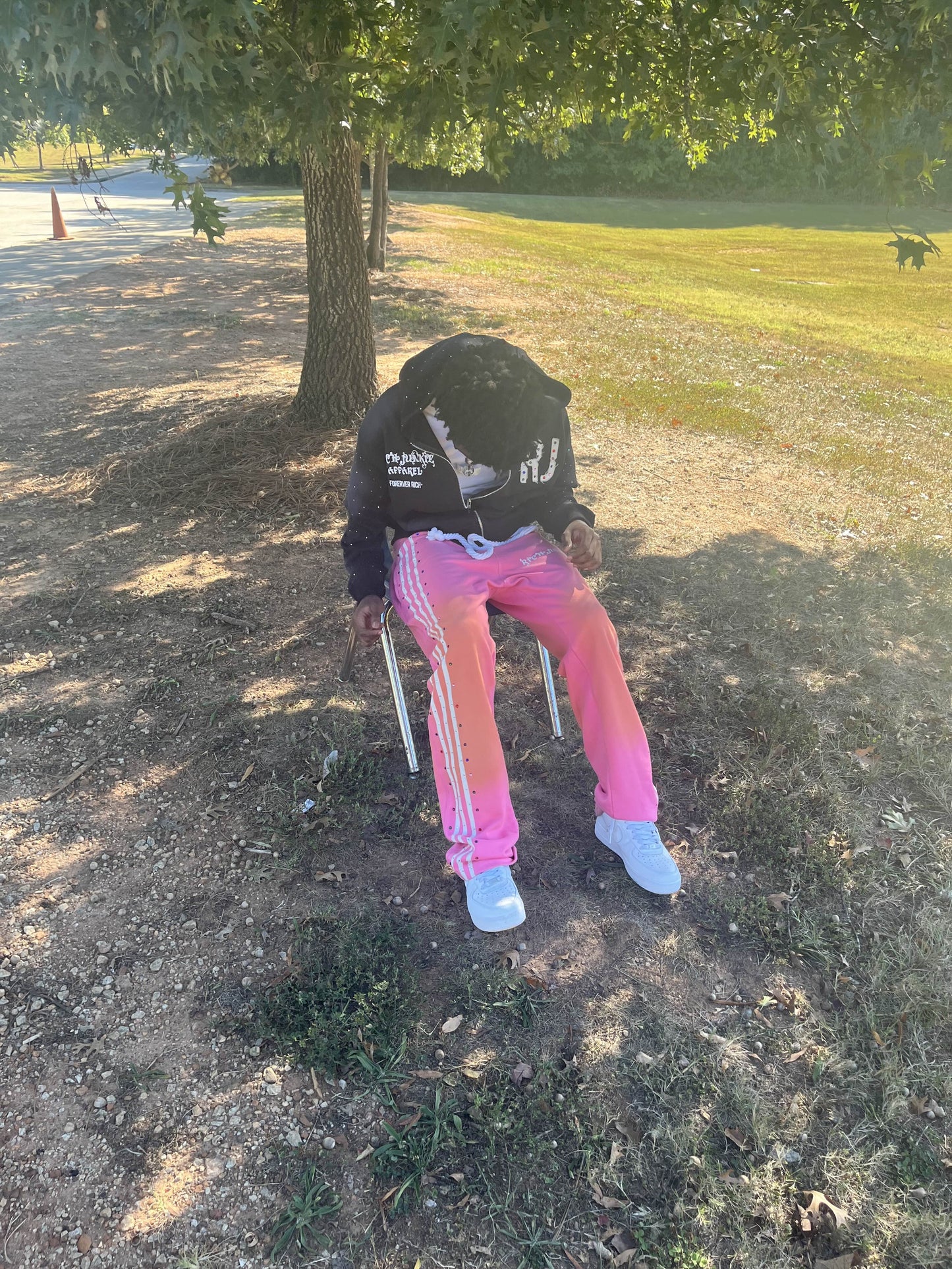 BLACK Distressed "RJ" Zipup