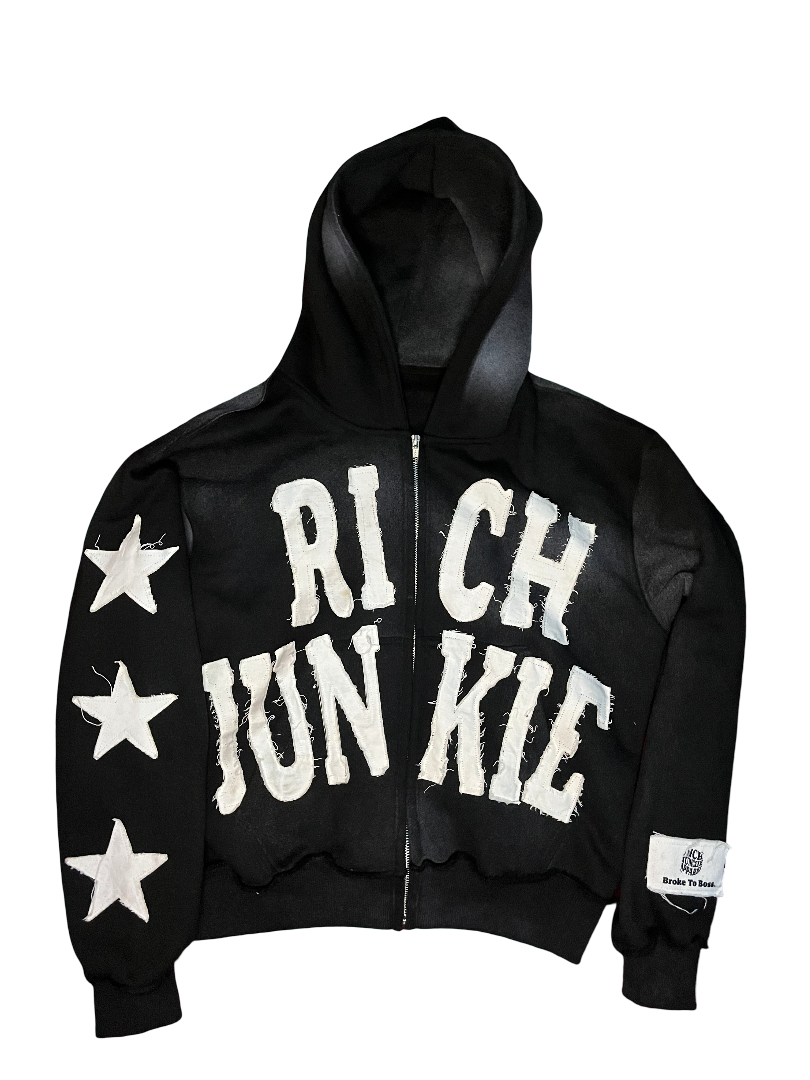 Black "HUSTLE ADDICTION" Zipup