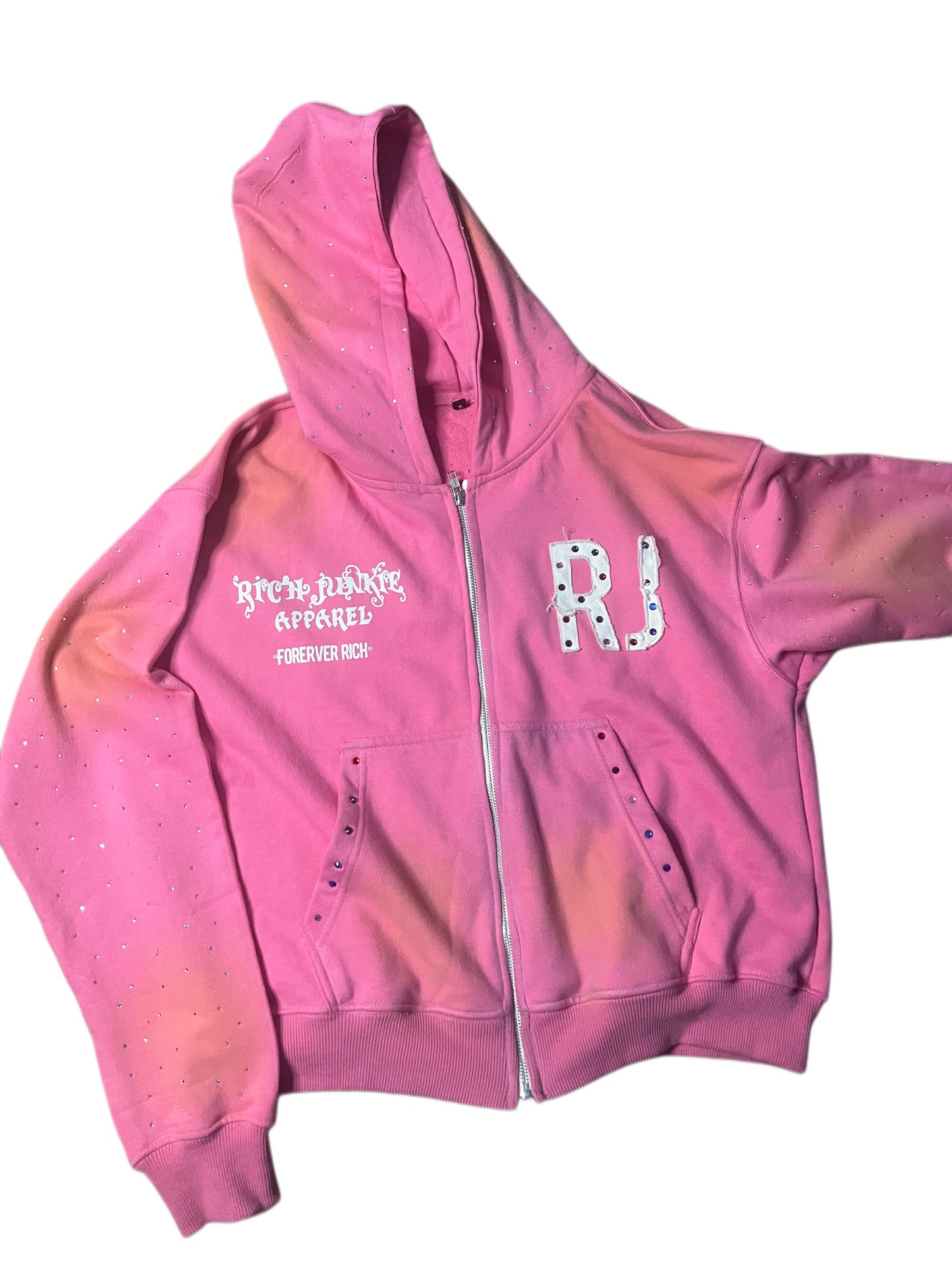 PINK Distressed "RJ" Zipup