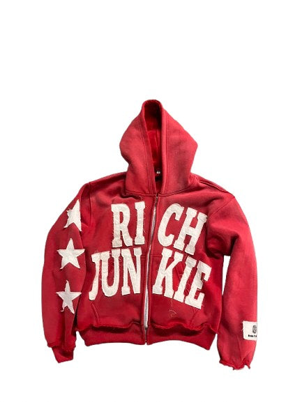 Red "HUSTLE ADDICTION" Zipup