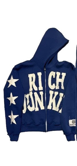 Blue "HUSTLE ADDICTION" Zipup